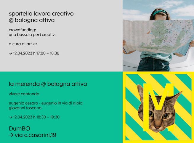 2023 04 12 Bologna Attiva Sportello Lavoro Creativo Merenda newsletter Vivere Cantando